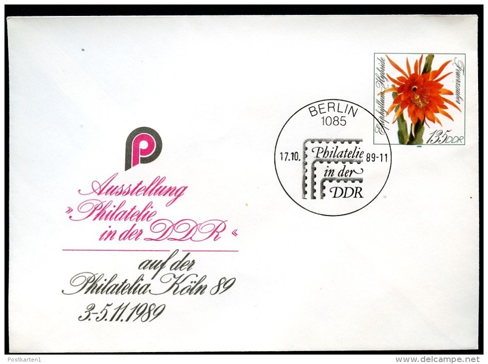 DDR U10 Umschlag  KAKTEE FEUERZAUBER Epiphyllum Hybride Sost. 1989  Kat. 4,00 € - Buste Private - Usati