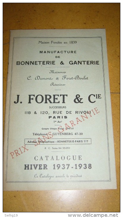 Manufacture De Bonneterie Et Ganterie Maison C. Dumont & Foret-Boulet - Mode