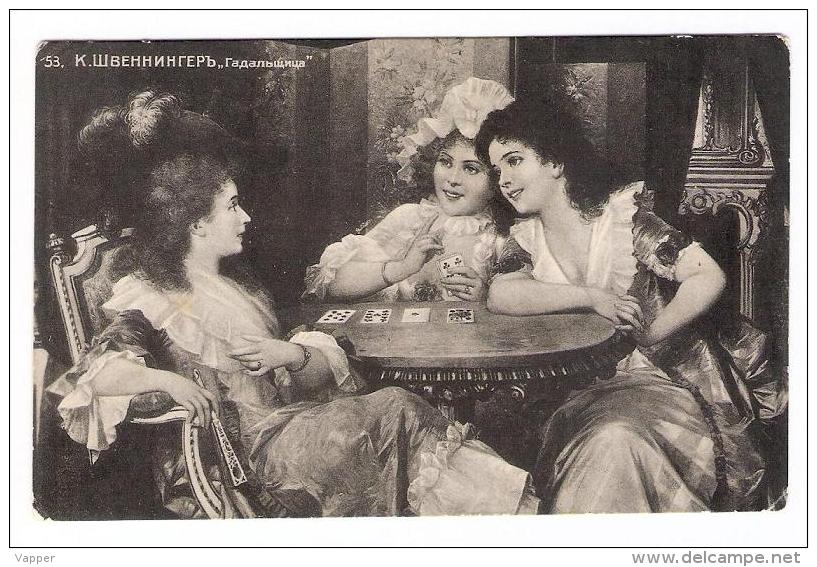 Card Players Russia  Postcard Circa 1910 - Playing Cards