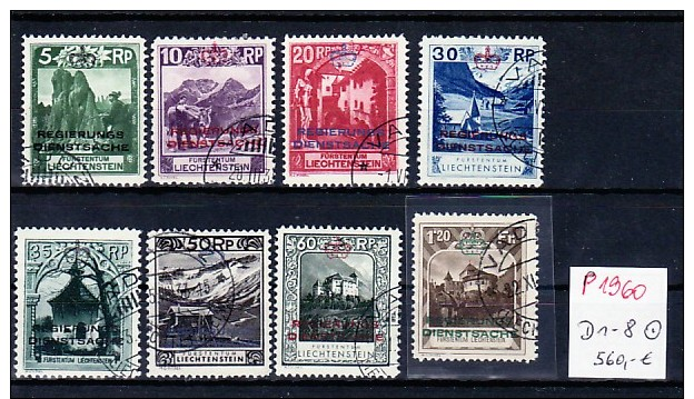 Liechtenstein Nr. D 1-8   -orginal -top  (p1960 ) Siehe Scan  ! - Dienstmarken