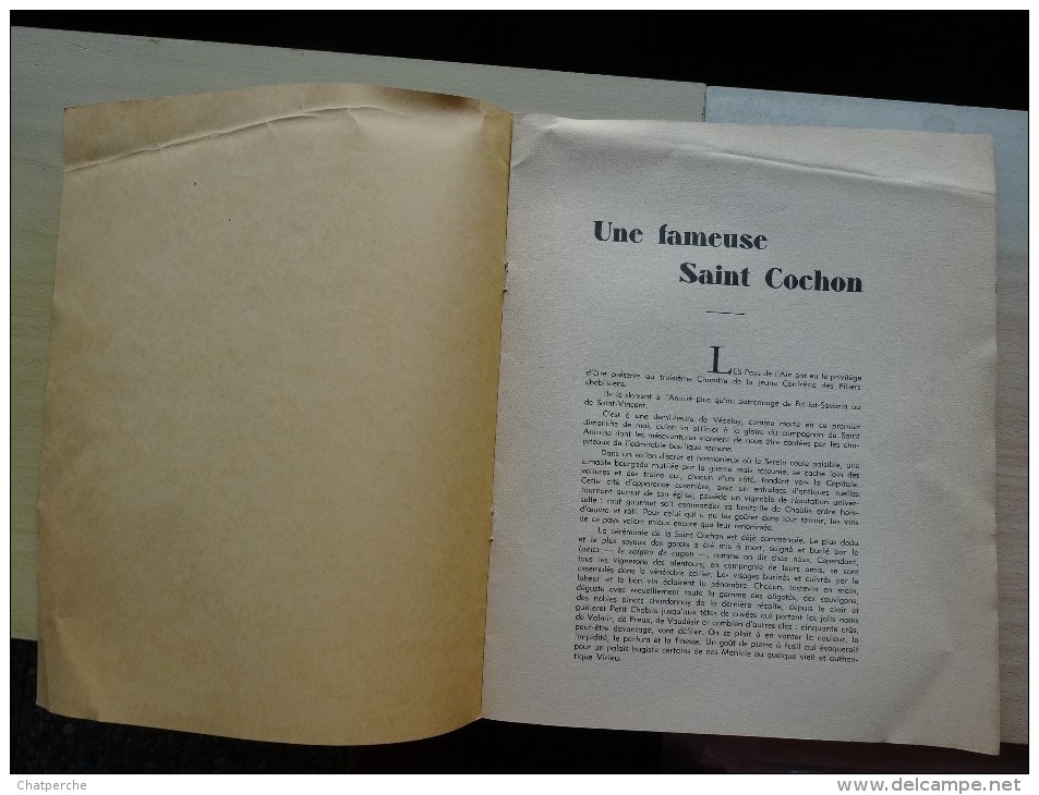 UNE FAMEUSE SAINT COCHON  CHABLIS BOURGOGNE TEXTE PIERRE GAUTHIER 5 MAI 1957 - Historische Dokumente