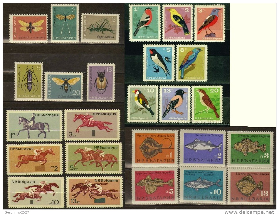 BULGARIA Lot Of 4 Sets MNH FAUNA Animals Birds Fishes INSECTS BEETLES HORSES MOTHS - Collections, Lots & Series