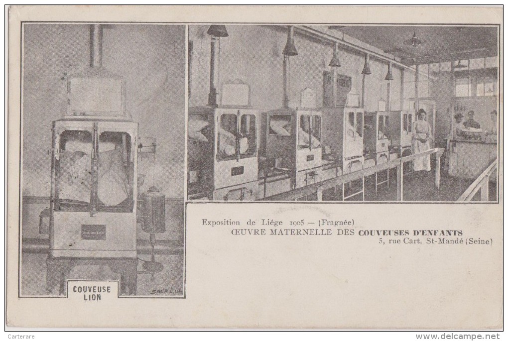 Cpa,seine,couveuses D´enfants 1905,oeuvre Maternelle Des Couveuses D´enfants,5 Rue Cart,st Mandé,seine - Autres & Non Classés
