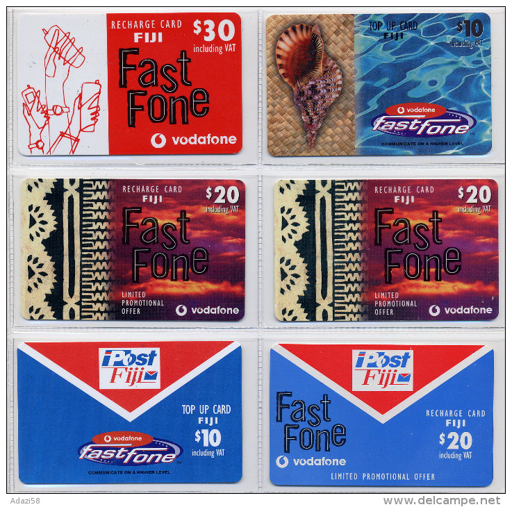 FIJI Vodafone / Fast Fone  6 Old GSM Recharge Cards - Fidji