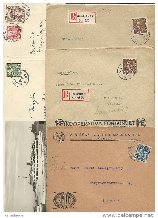 SUEDE - 1900/1947 - LOT De 40 ENVELOPPES + CARTES - LA PLUPART Pour La SUISSE - Covers & Documents