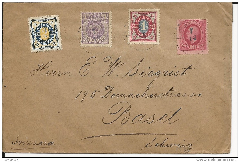 SUEDE - 1910 - ENVELOPPE Pour BASEL (SUISSE) - Brieven En Documenten