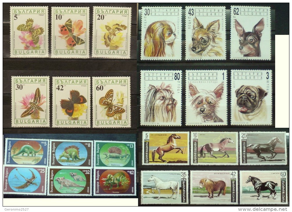 BULGARIA Lot Of 4 Sets MNH FAUNA Animals Insects BUTTERFLIES DINOSAURS DOGS HORSES - Collections, Lots & Series