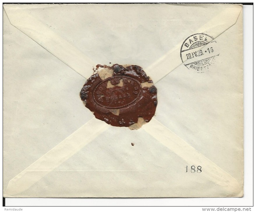 SUEDE - 1929 - ENVELOPPE RECOMMANDEE De UPPSALA Pour BASEL (SUISSE) - Storia Postale