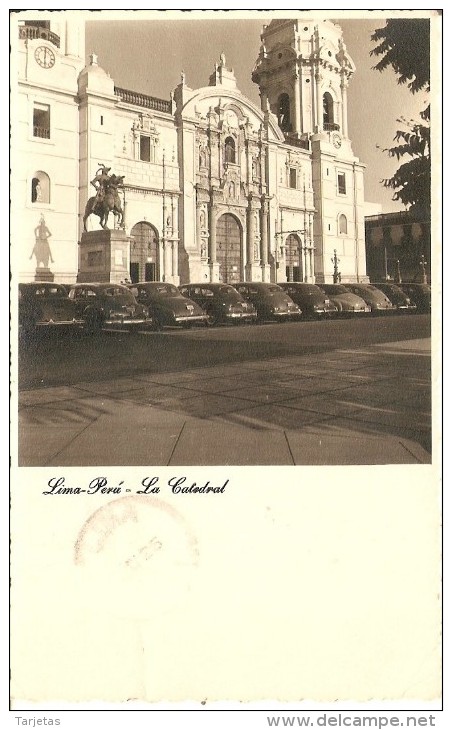 POSTAL DE LA CATEDRAL DE LIMA EN PERU DEL AÑO 1950 (UDO SCHACK) - Peru