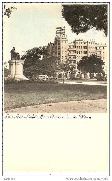 POSTAL DEL EDIFICIO JORGE CHAVEZ EN LA AV. WILSON DE LIMA EN PERU  (UDO SCHACK) - Perú