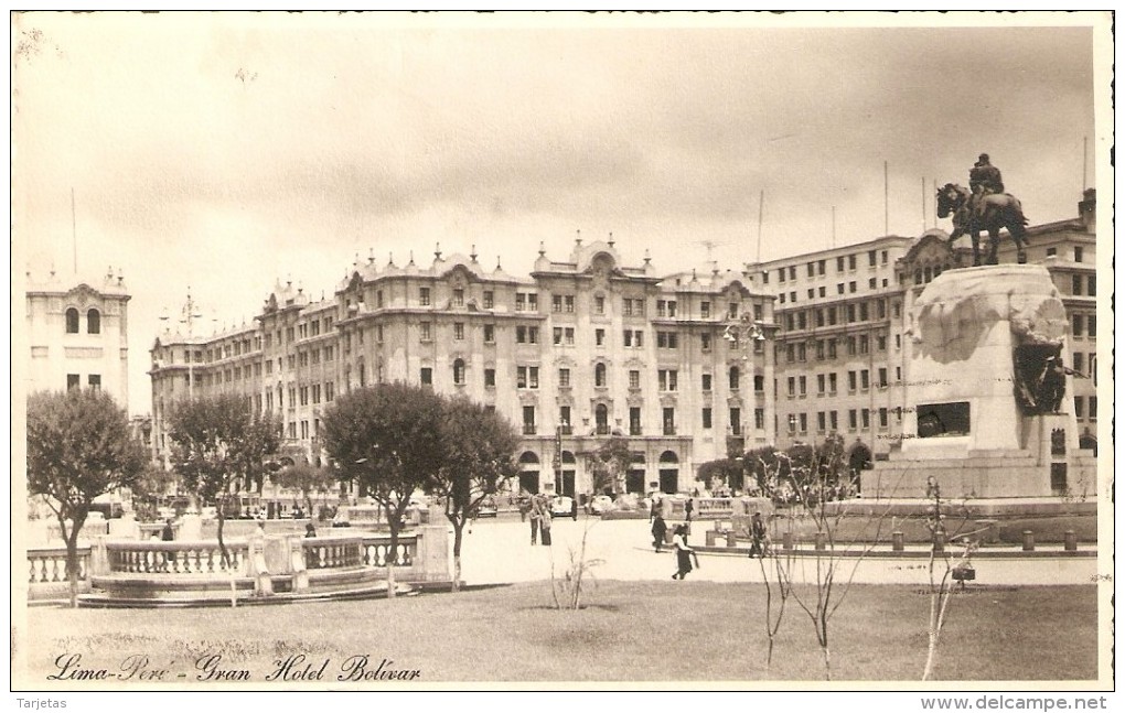 POSTAL DEL GRAN HOTEL BOLIVAR DE LIMA EN PERU DEL AÑO 1950  (UDO SCHACK) - Perú