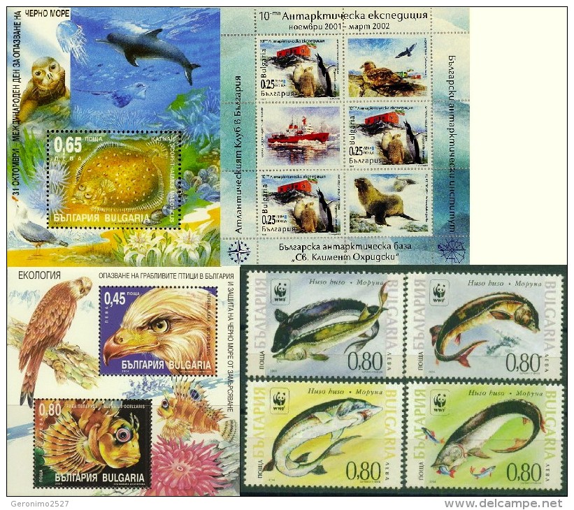 BULGARIA Lot Of 1 Set + 3 S/S MNH FAUNA Animals Birds Fishes WWF EAGLE SEAL DOLPHIN - Collections, Lots & Series