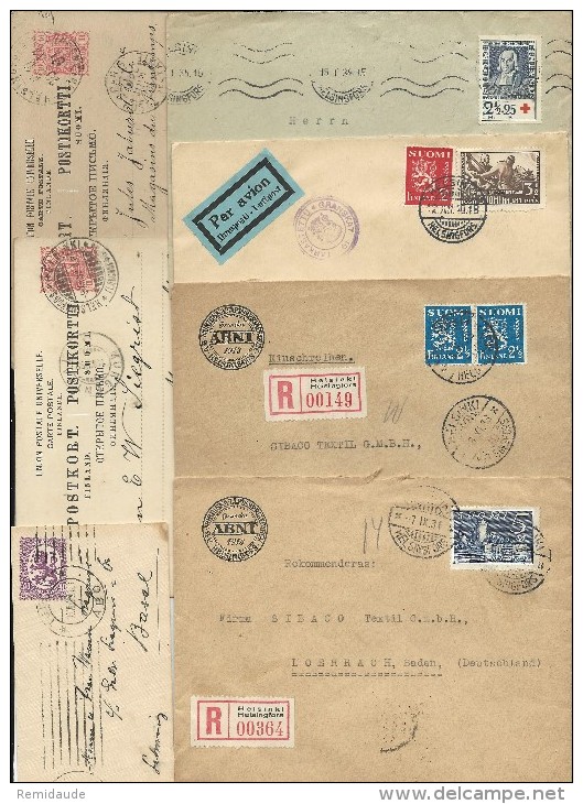 FINLANDE -1891/1940 - BEL ENSEMBLE De 20 LETTRES (COMPLETES) + CARTES + ENTIERS La PLUPART Pour La SUISSE Ou L'ALLEMAGNE - Covers & Documents