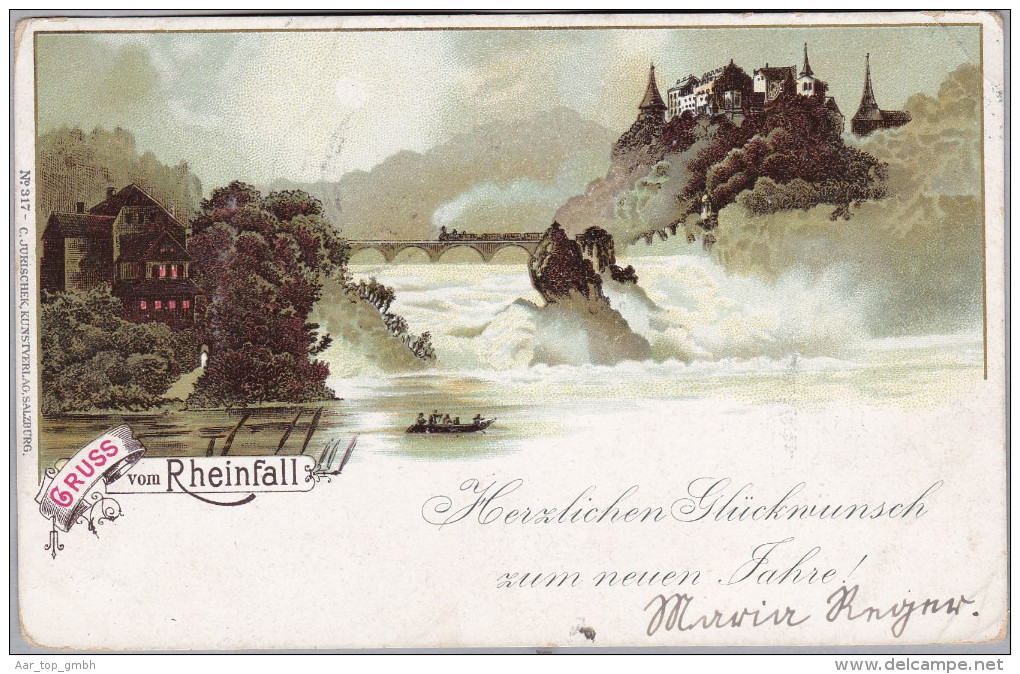 AK SH SCHAFFHAUSEN 1899-12-31 Schaffhausen Rheinfall Litho C. Jurischek #317 - Sonstige & Ohne Zuordnung