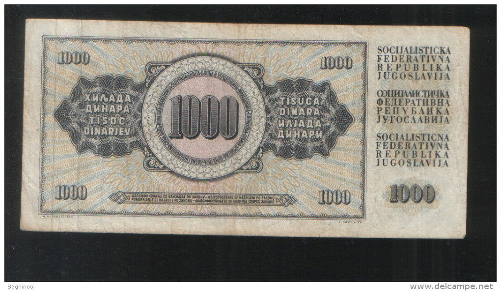 YUGOSLAVIA 1000 Dinara 1981 - Yugoslavia