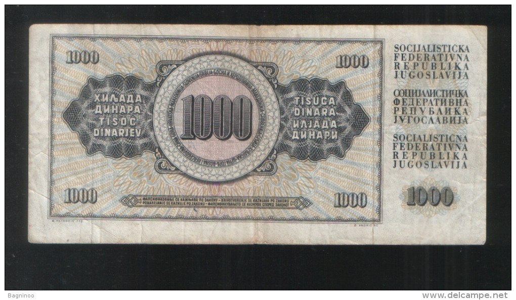 YUGOSLAVIA 1000 Dinara 1981 - Yugoslavia