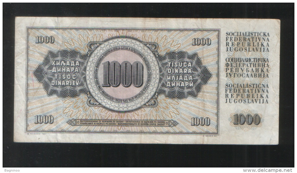YUGOSLAVIA 1000 Dinara 1981 - Yugoslavia