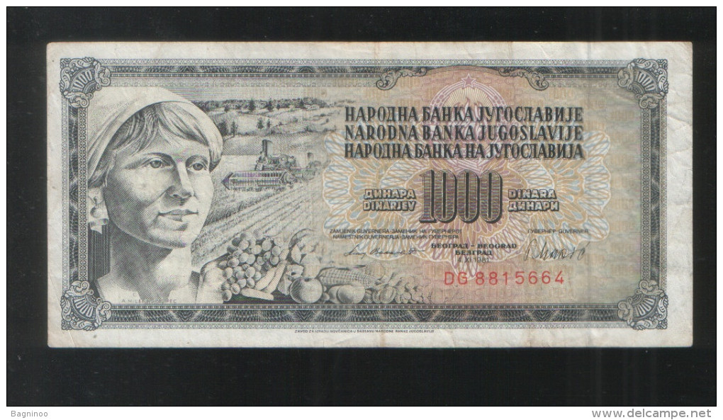 YUGOSLAVIA 1000 Dinara 1981 - Yugoslavia