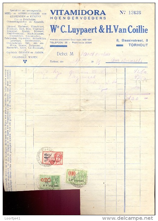 Facture Faktuur - Hoendervoeders Vitamidora - W° Luypaert & H. Van Coillie Torhout 1935 - Landbouw