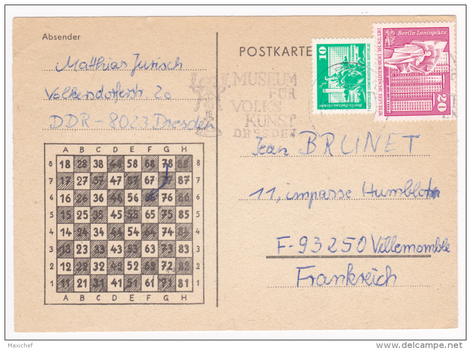 Lot De 2 CP Jeux D'Echecs Par Correspondance, Expédié Une D'Allemagne Et L'autre De Finlande En 1980 Vers France - Echecs