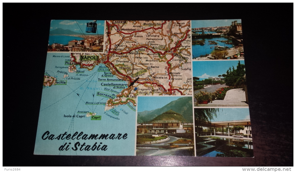 C-24402 CASTELLAMARE DI STABIA VARIE VEDUTE FUNIVIA PORTO BARCHE TERME CARTINA GEOGRAFICA MAPPE - Castellammare Di Stabia