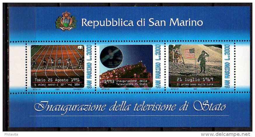1993 San Marino - Innaguration Of The State Television - Hologramm - MS -Mi B 16 Paper - MNH** - Hologramme