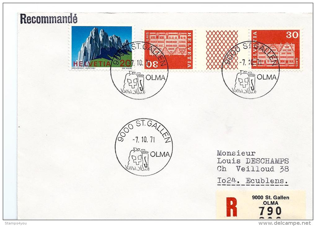 23056 - Enveloppe Recommandée Avec Oblit Spéciale "Olma St GAllen 1971" - Marcofilia