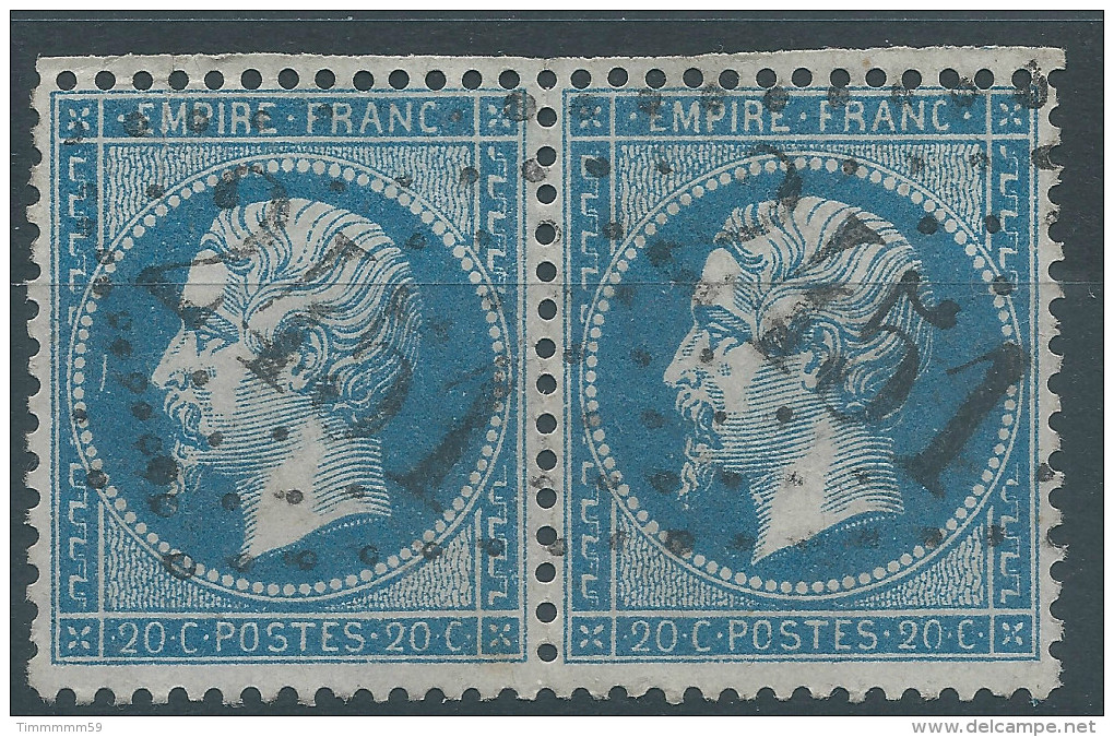 Lot N°27483  Variété/Paire Du N°22, Oblit GC 2451 MONTEREAU (73), Trait Blanc Face Au Nez 1é Timbre - 1862 Napoleone III