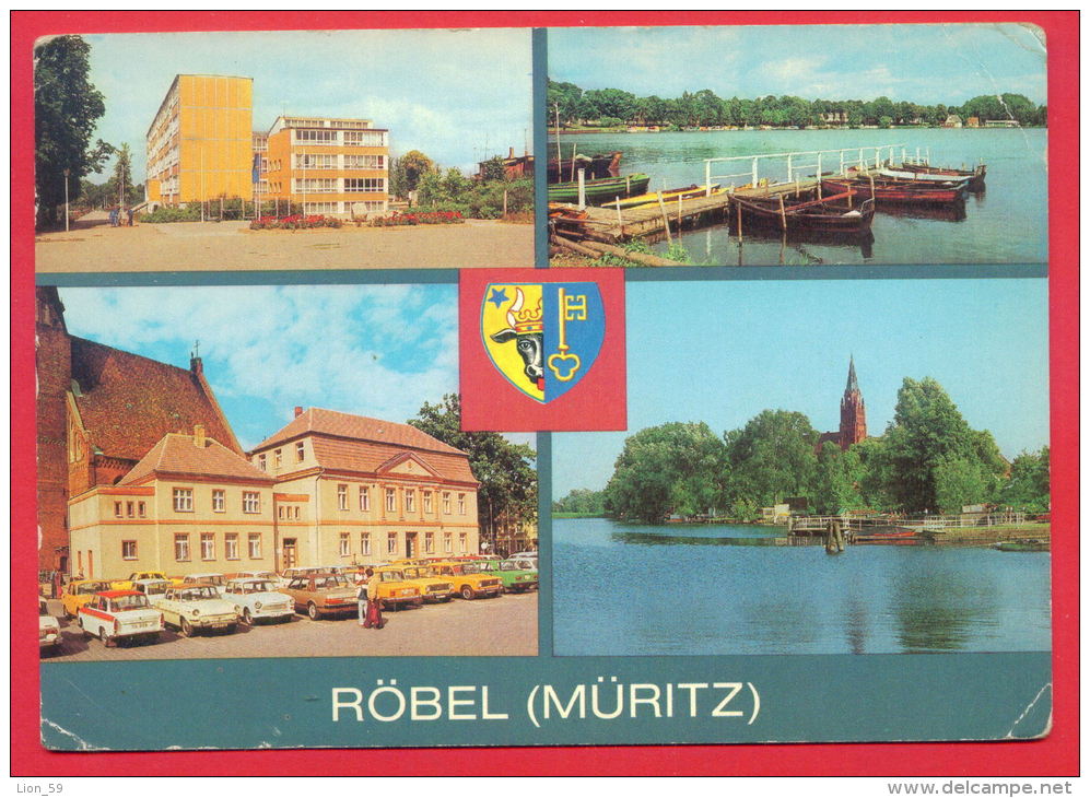 159077 / Röbel (Müritz) - CAR , R. SORGE OBERSCHULE , BLICK ZUR PROMENADE , RATHAUS , AM HAFEN - Germany Deutschland - Roebel