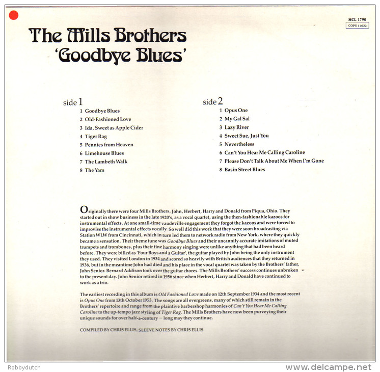 * LP *  MILLS BROTHERS - GOODBYE BLUES (England 1984 EX-!!!) - Jazz