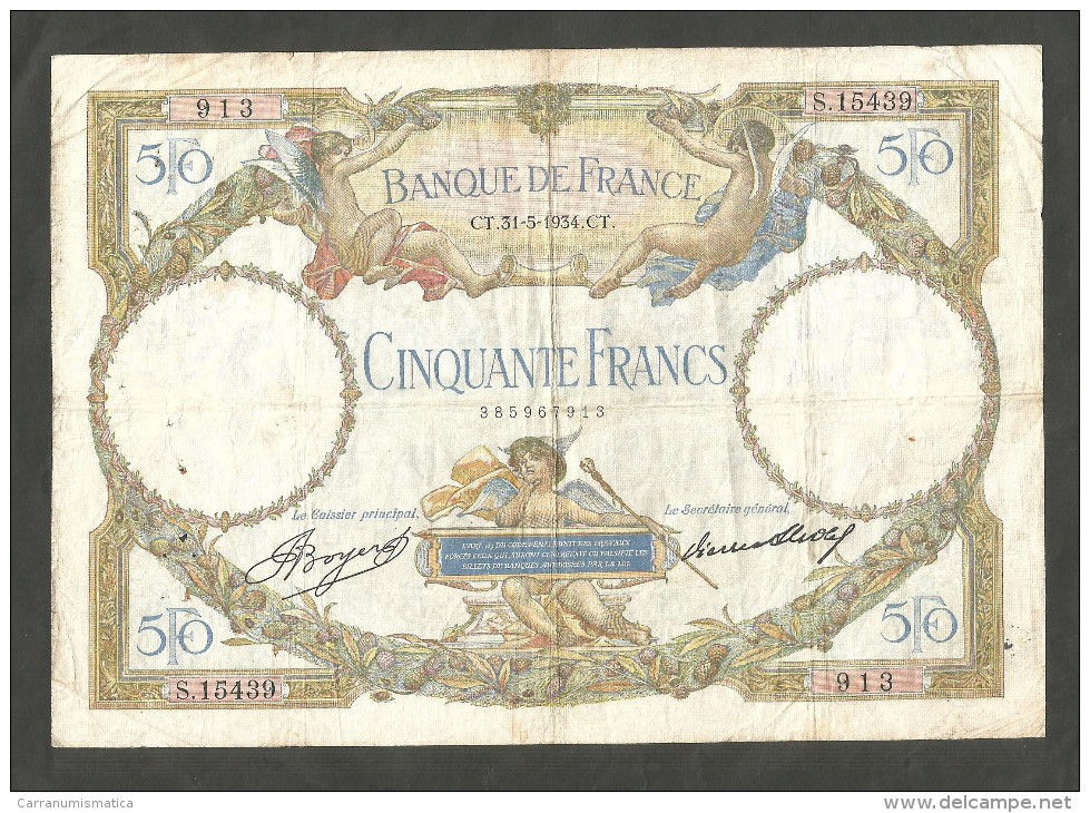 FRANCE - BANQUE De FRANCE -  50 FRANCS "LUC OLIVIER MERSON" (CT. 31 - 5 - 1934) - 50 F 1927-1934 ''Luc Olivier Merson''