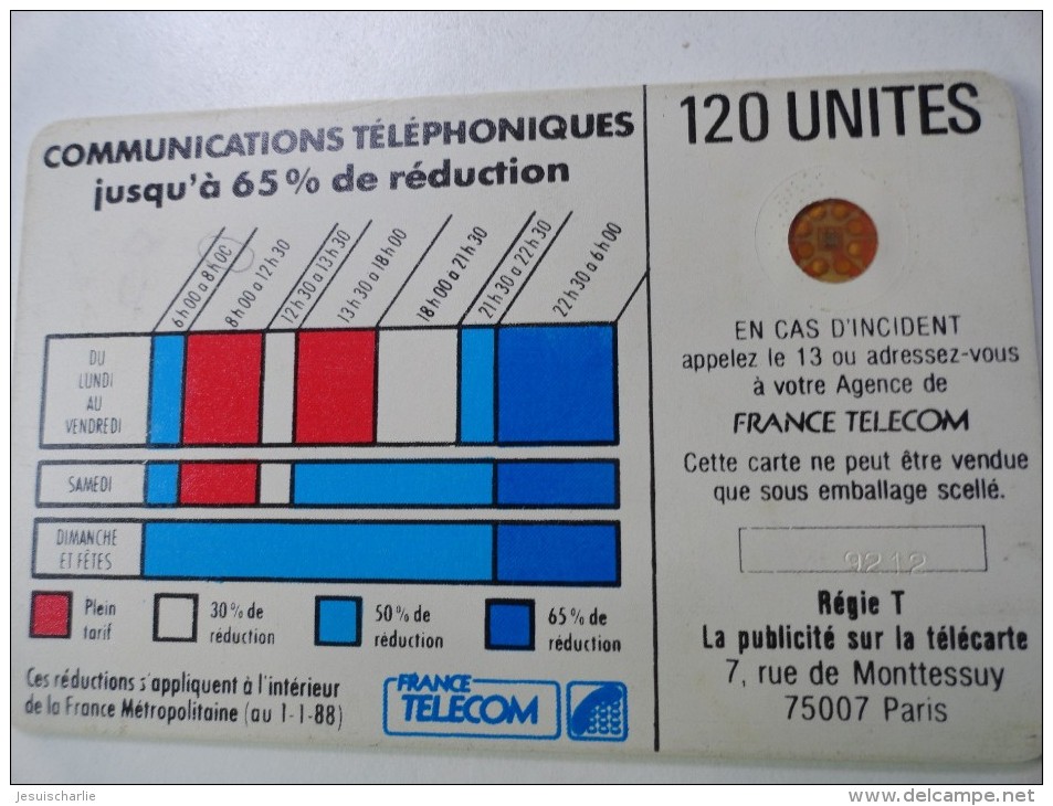 RARE : CORDONS BLANC TÉLÉCARTE 120U SC4OB LETTRE C SUR PLAGE HORAIRE ET COULEUR DES 65% NR 9212 - Fehldrucke