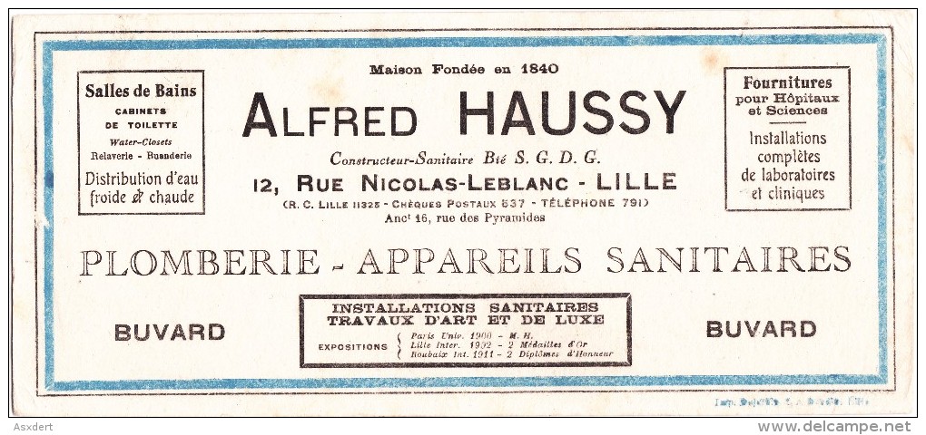 France - Buvard - Haussy - Constructions Sanitaires - Lille - Autres & Non Classés