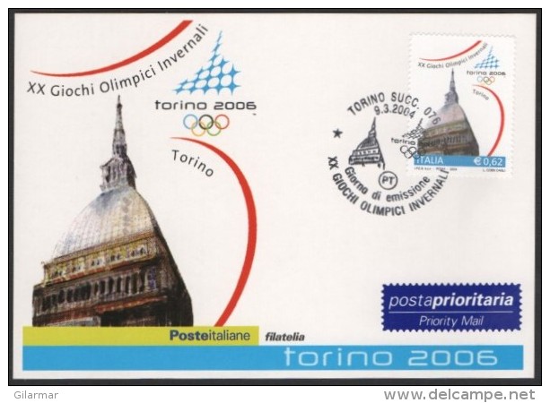 ITALIA TORINO 2004 - OLYMPIC WINTER GAMES TORINO 2006 - FIRST DAY - CARTOLINA POSTE ITALIANE - Winter 2006: Torino