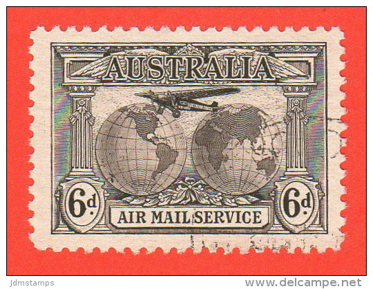 AUS SC #C3  1931 Plane Over Globes W/nice Centering, Light Cancel, CV $14.00 - Used Stamps