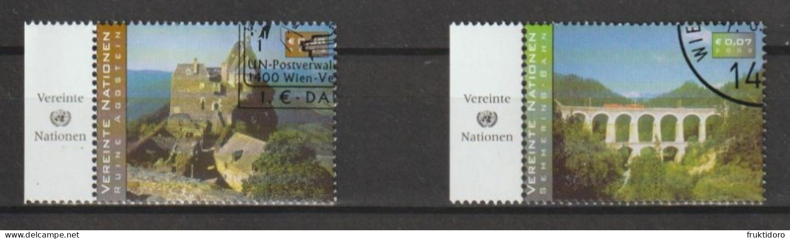 United Nations Vienna Mi 351 Semmering Railway (World Heritage 1998), Mi 353 Wachau: Ruins Of Aggstein Castle Austria - Ongebruikt