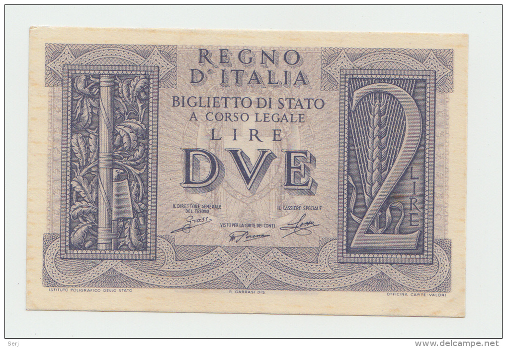 Italy 2 Lire 1939 AUNC CRISP Banknote P 27 - Regno D'Italia – 2 Lire