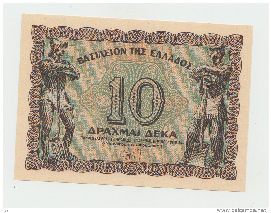 Greece 10 Drachmas 1944 UNC NEUF P 322 - Greece