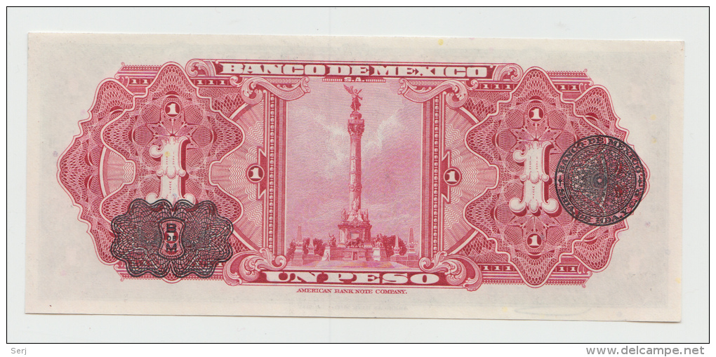 Mexico 1 Peso 1950 UNC NEUF Pick 46b  46 B Series CA - Mexico