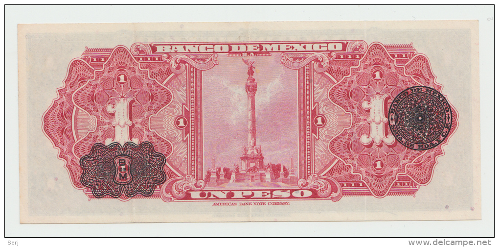 Mexico 1 Peso 1950 XF+ AUNC Pick 46b  46 B  SERIE CQ - Mexico