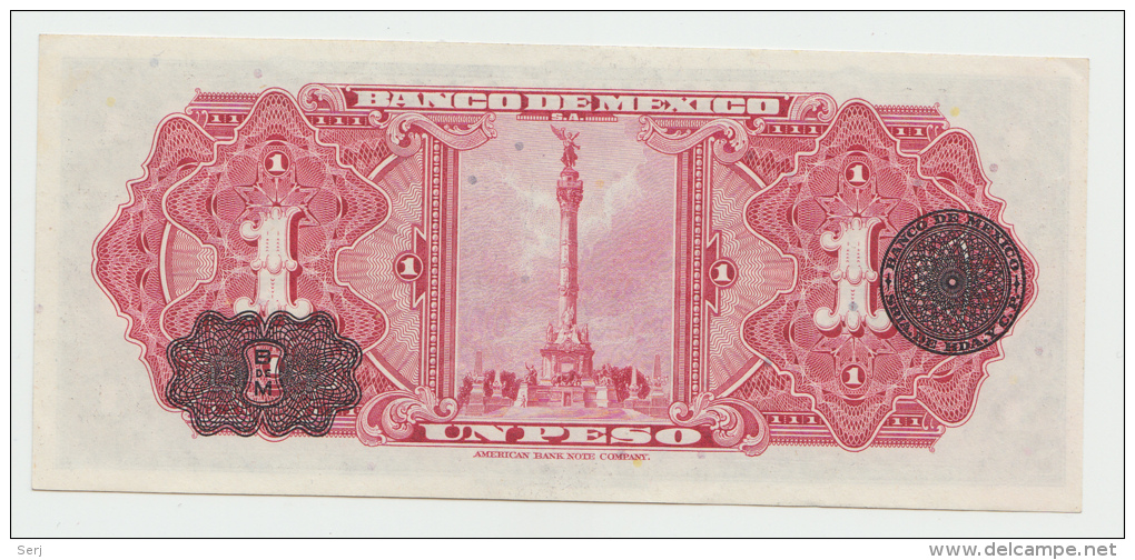 Mexico 1 Peso 1950 XF+ AUNC Pick 46b  46 B  SERIE CB - Mexico