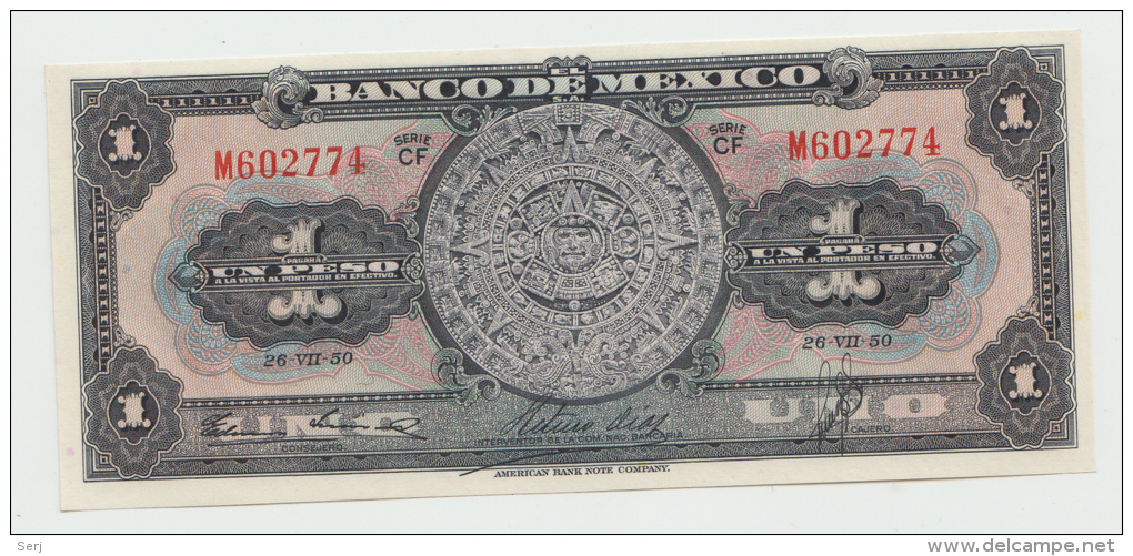 Mexico 1 Peso 1950 UNC NEUF Pick 46b  46 B Series CF - Mexico