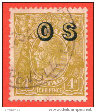 AUS SC #O4 U 1932 King George V W/overprint W/perf Flts @ UL, CV $26.00 - Oficiales