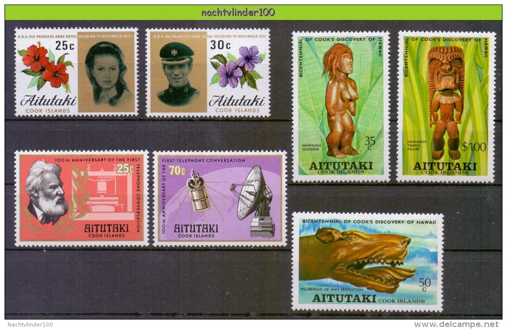 Mhl112 * SMALL ASSORTMENT * KUNST ART TELEPHONE COMMUNICATION FLOWERS AITUTAKI PF/MNH - Aitutaki