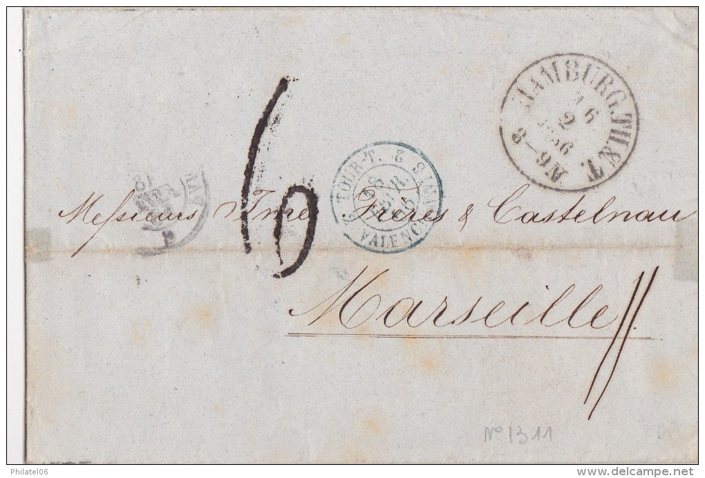 TOUR ET TAXIS  LETTRE SANS CORRESPONDANCE 1856 - Storia Postale