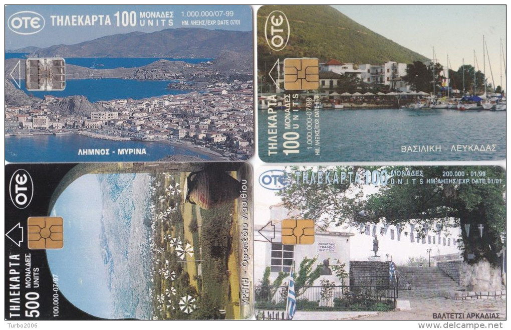 GREECE 1997-1999 4 Telephonecards With Different Views. - Griekenland