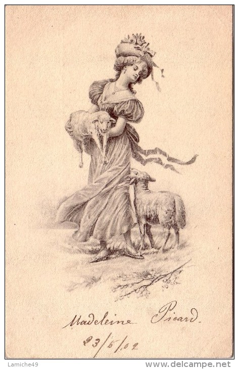 FEMME  FRAU  LADY  ( Mouton  Chapeau )FACON VIENNE Circulée Et Timbrée 1902 - Vienne