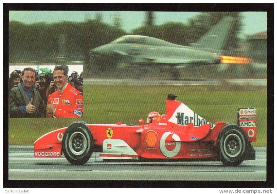 [DC0624] CARTOLINEA - SFIDA CHELI - SCHUMACHER - JET EURO FIGHTER CONTRO FERRARI - Grand Prix / F1