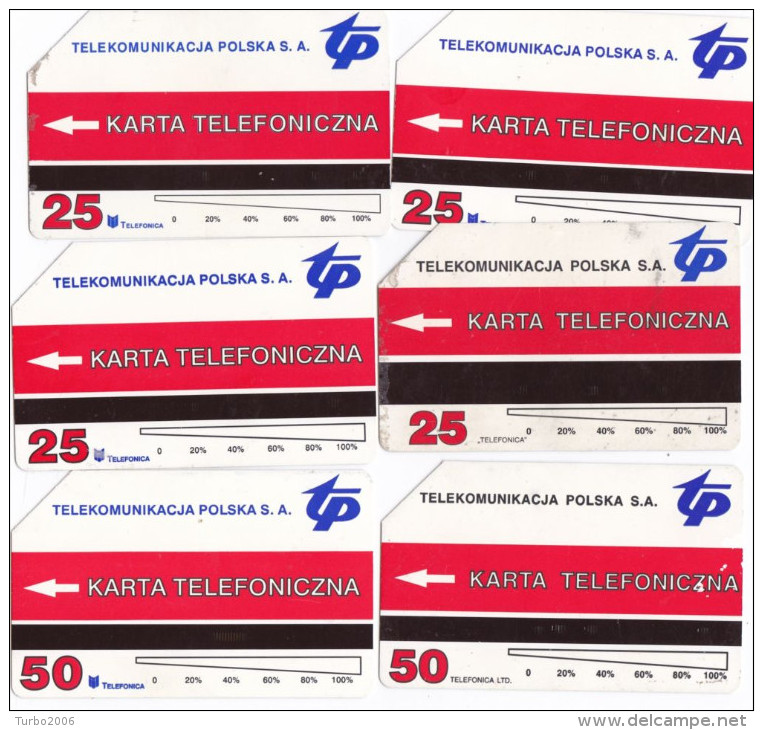 POLAND 6 Different Telephonecards Vieuws, Buildings Etc 25 - 50 Zt. - Poland