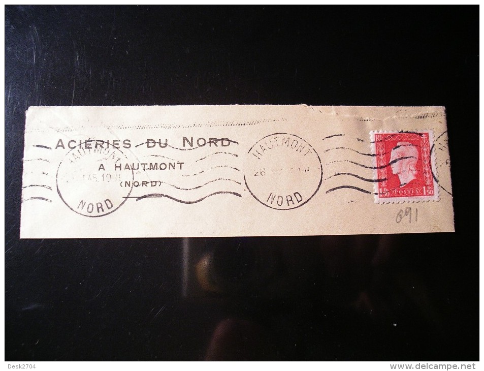 Fragment Enveloppe Aciéries Du Nord,à Hautmont (Nord),N°691 - 1944-45 Marianne Van Dulac